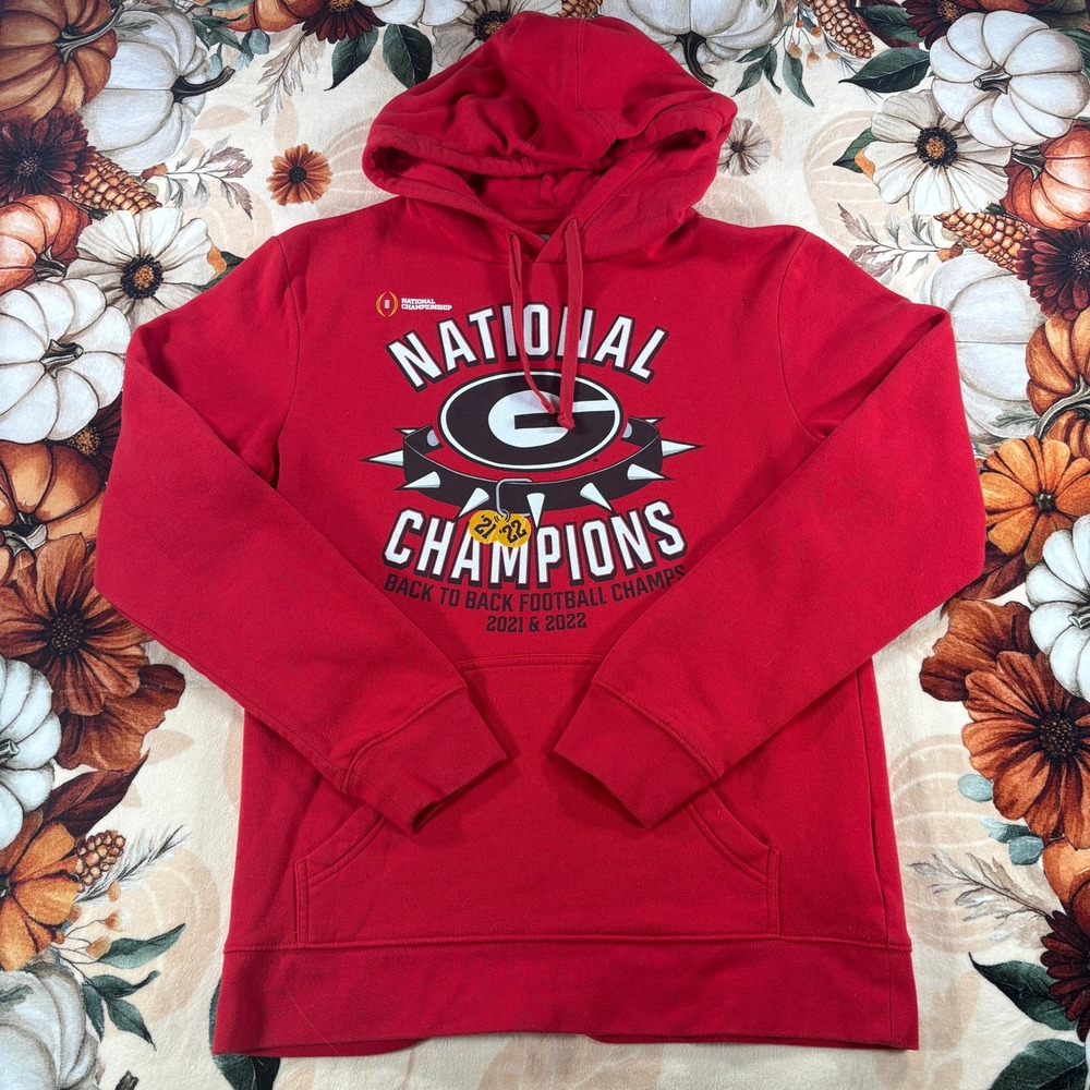 Georgia Bulldogs Fanatics National Champions Back to Back Hoodie Mens Red Size M